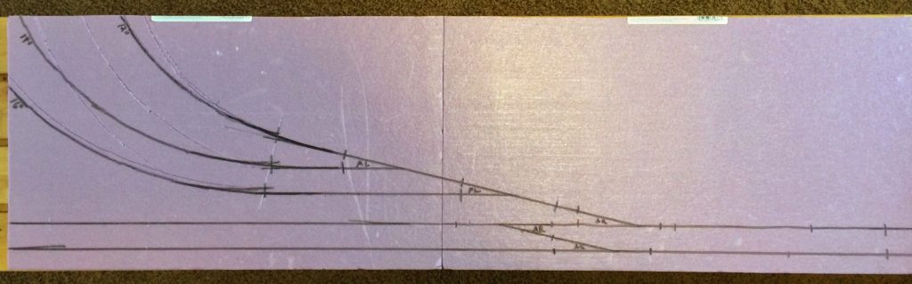 The trackplan has been laid out on the foam.